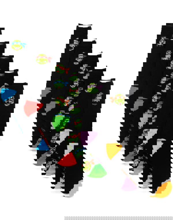 Teenage Mutant Ninja Turtles Mens Black Calf Socks Set of 5