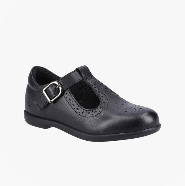 Hush Puppies BRITNEY Girls Leather School Shoes Black