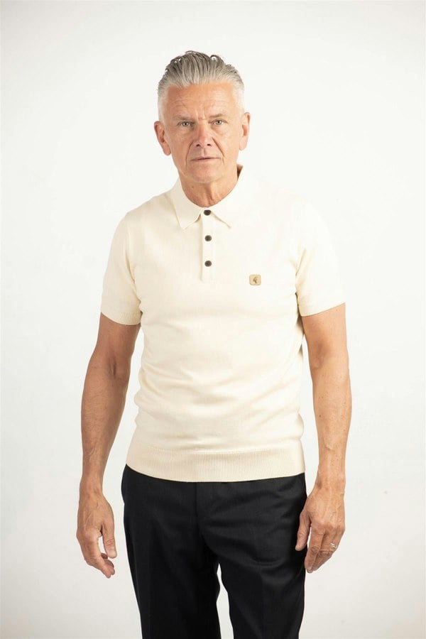 Gabicci V00GK04 Mens Jackson Knitted Polo Gabicci Vintage - CREAM