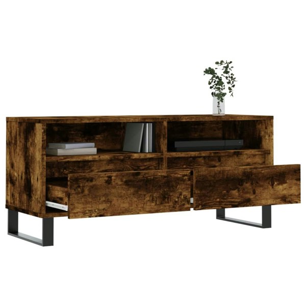 Berkfield TV Cabinet Smoked Oak 100x34.5x44.5 cm Engineered Wood