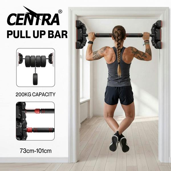 Centra Pull Up Bar Doorway No Screw Lever Adjustable Length Heavy Duty 200kg