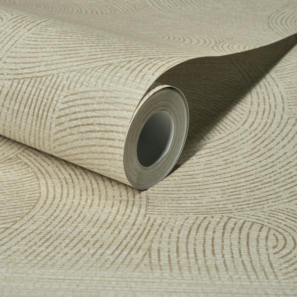 Grandeco Boutique Organic Maze Swirl PVC-free Eco Wallpaper, Beige