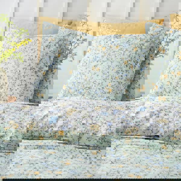 Bianca Ditsy Floral 200 Thread Count Cotton Reversible Duvet Cover Set Green