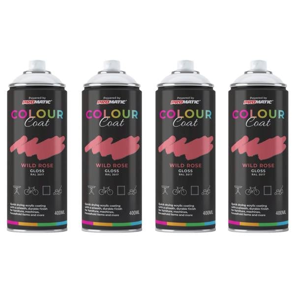 Colour Coat 4X Wild Rose RAL 3017 Gloss Spray Paint 400ml