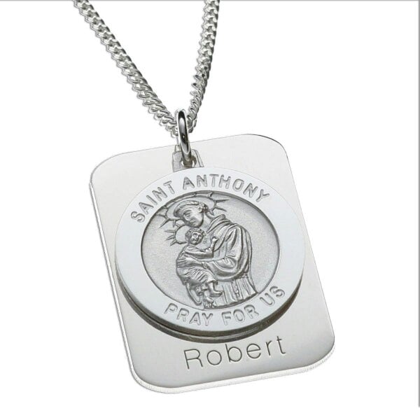 Christopher James of London Sterling Silver Personalised St Anthony With Concealed St Anthony Prayer and Optional Engraving