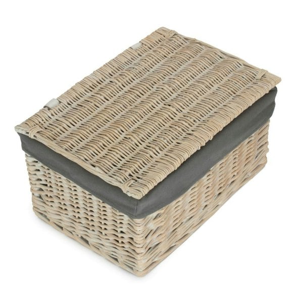 White Wash Finish Storage Basket