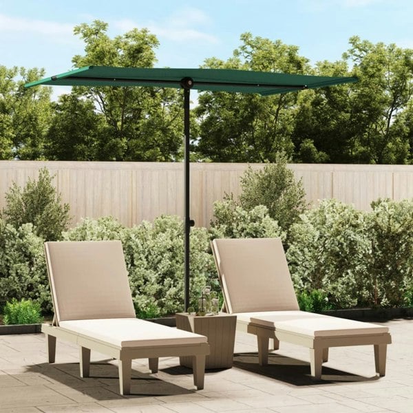 Berkfield Outdoor Parasol with Aluminium Pole 2x1.5 m Green