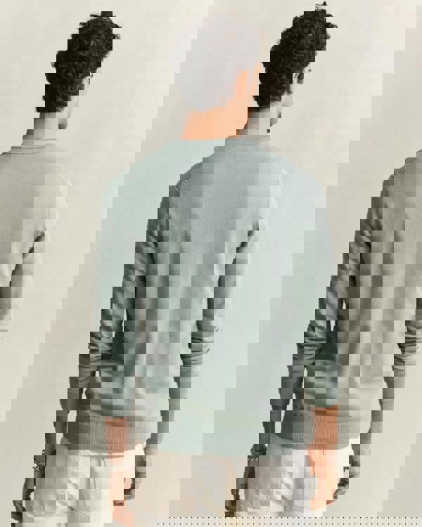 GANT Mens Classic Cotton Crew Neck Jumper - 10 Ceramic Grey