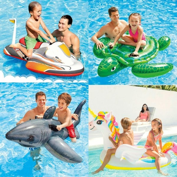 smartbies Intex 4 in 1 Swimming Pool Ride On Unicorn, Sea Turtle, Wave Rider and Shark