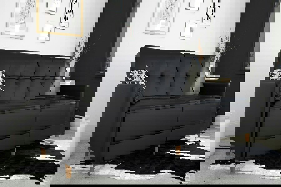 Dorel Home Andora sprung sofa bed in faux leather black