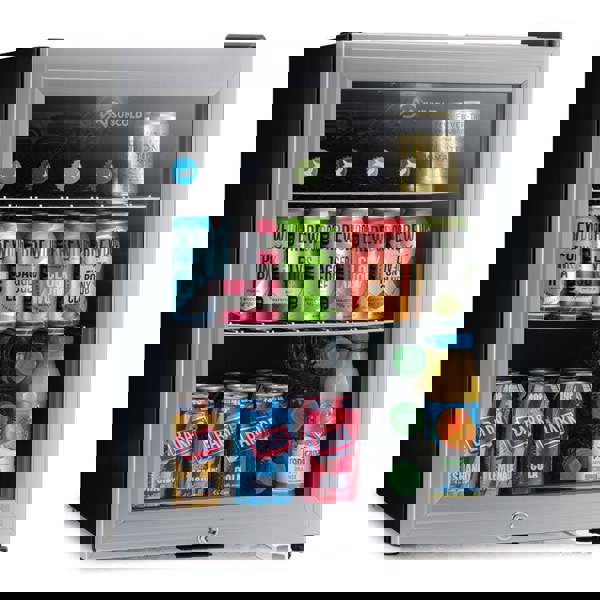 Subcold Super 50 litre glass door beer drinks silver mini fridge