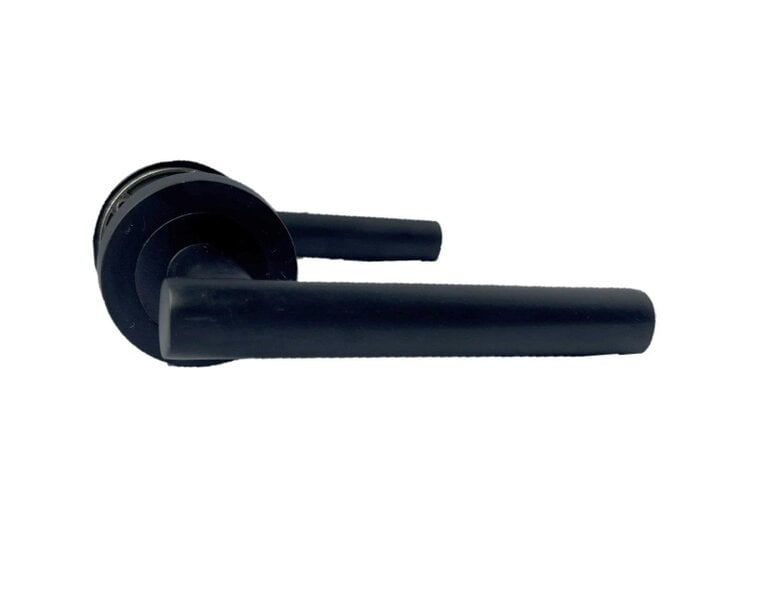 EDH Door Hardware Matt Black T Bar Door Handles on Round Rose – Straight Lever Handle 6 Pairs