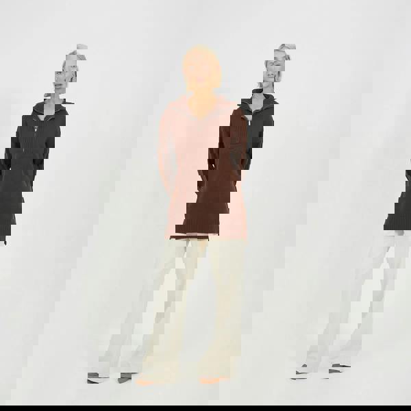 Brave Soul Chocolate Oversized 1/2 Zip Knitted Jumper - Chocolate Image 3