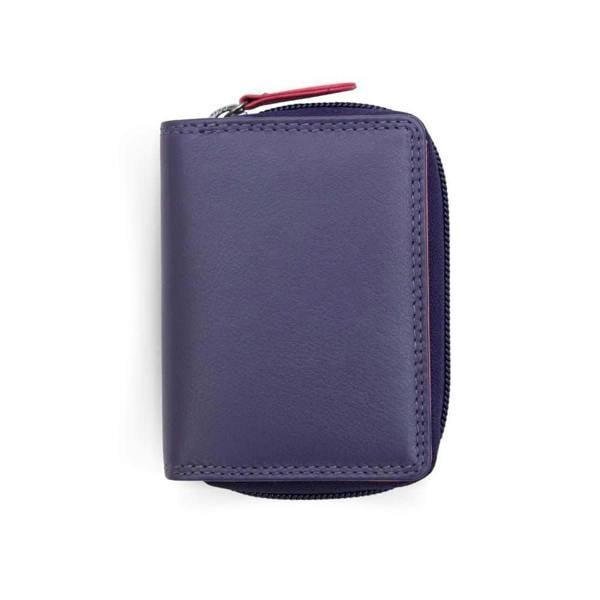 front  view of purple small soft leather purse katie london