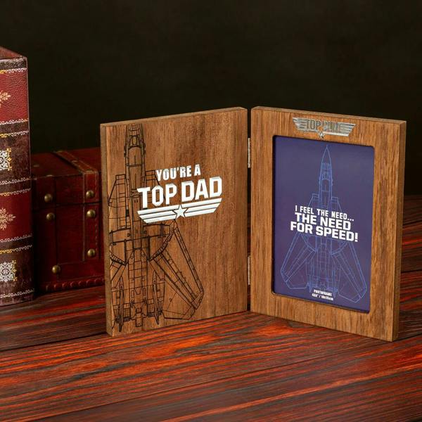Widdop & Co Top Gun Top Dad Folding Photo Frame Brown