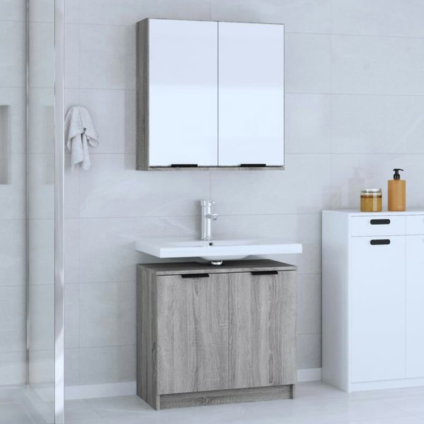 Berkfield 2 Piece Bathroom Cabinet Set Grey Sonoma Engineered Wood