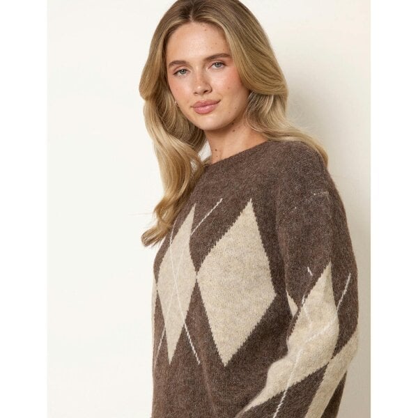Blue Vanilla Argyle Pattern Knit Jumper