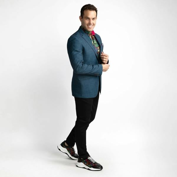 WASHED DENIM EFFECT SPORTS BLAZER - Premium Men's Patterned Shirt by Claudio Lugli | Bold Design, Tailored Fit, Best Printed Shirts
