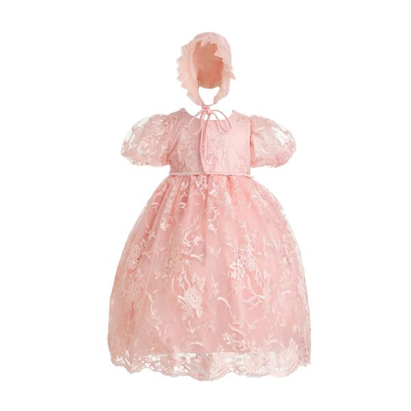 Cinda Lace Christening Gown Party Dress with Bonnet