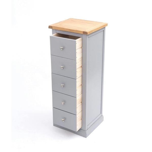 Cabinet Bits Rocca 5 Drawer Narrow Chest of Drawers Chrome Knob