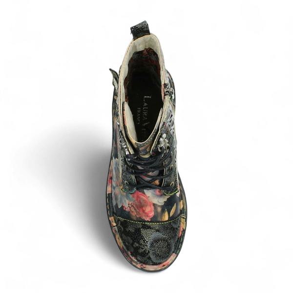 Laura Vita Incaso 36 Black Floral Womens Gothic Victorian Leather Ankle High Boots
