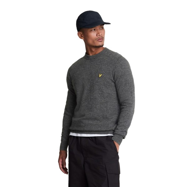 Lyle & Scott Mens Lambswool Blend Crew Neck Long-Sleeved Jumper - Charcoal Marl