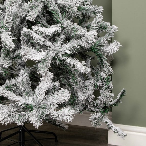 Samuel Alexander 7ft (2.1m) Snow Flocked Artificial Christmas Tree with Green Metal Stand and 655 Tips