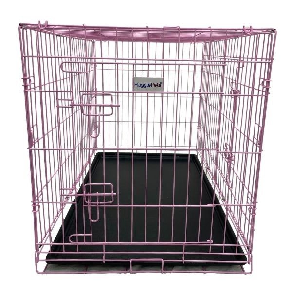 HugglePets Pink / Blue Dog Cage with Plastic Tray