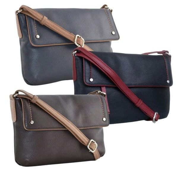 Mala Leather Orta Two Tone Slim Crossbody with Flap