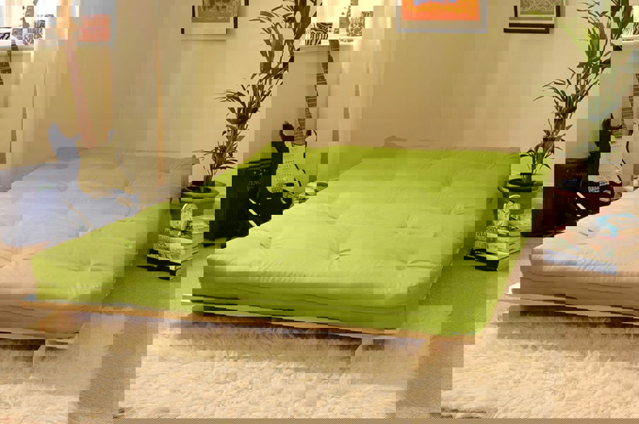 Comfy Living Wooden Futon sofa bed frame with a Standard Mattress