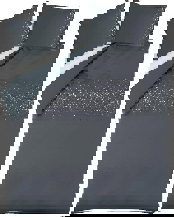 Smart Living Luxury Hotel Quality Diamonte Embellished Duvet Cover with Pillowcases - Charcoal