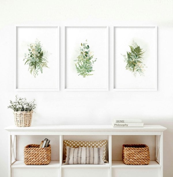 Botanical art prints | set of 3 wall art for living room