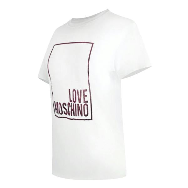 Love Moschino Shiny Box Logo White T-Shirt - Nova Clothing