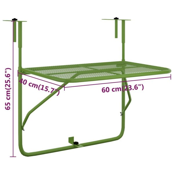 Berkfield Balcony Table Green 60x40 cm Steel