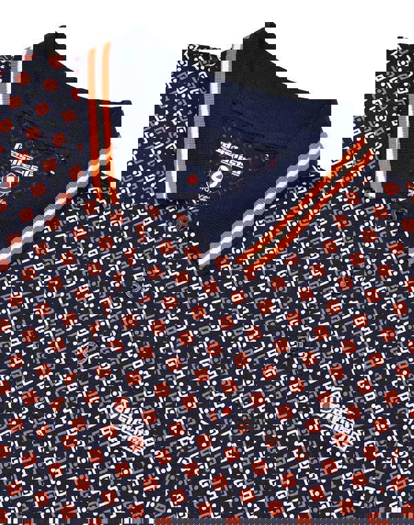 Lambretta All Over Geometric Mens Smart Classic Retro Polo Shirt