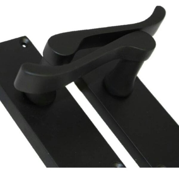 EDH Door Hardware Matt Black Victorian Scroll Door Handles on Backplate – Handle Only or Handle + Tubular Latch – 150mm x 42mm