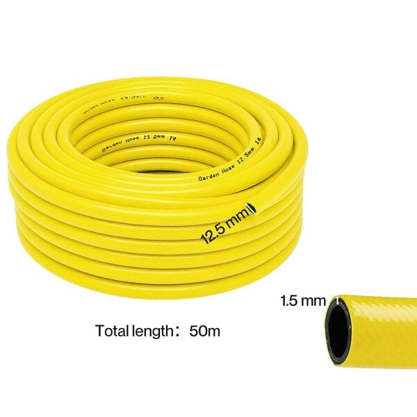 Traderight Hose Pipe 50M 12.5Mm Reinforced PVC for Outdoor Garden Wash Yellow