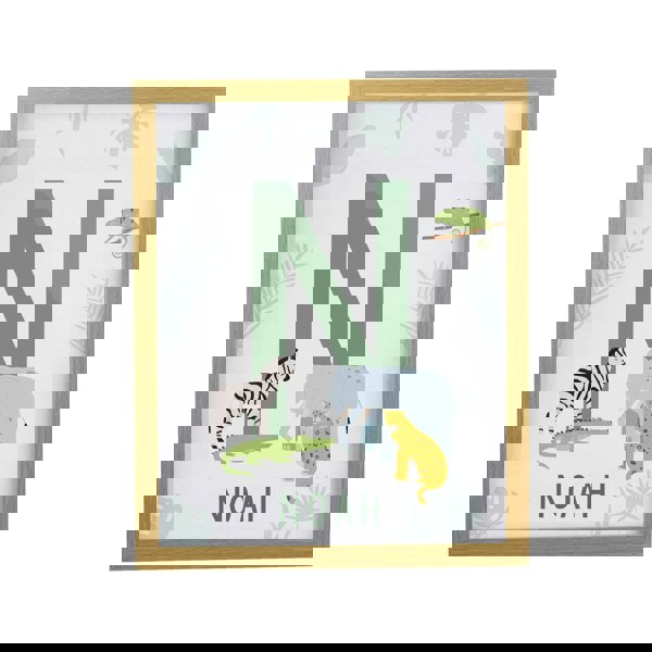 Personalised Memento Company Personalised Animal Initial Oak Poster Frame