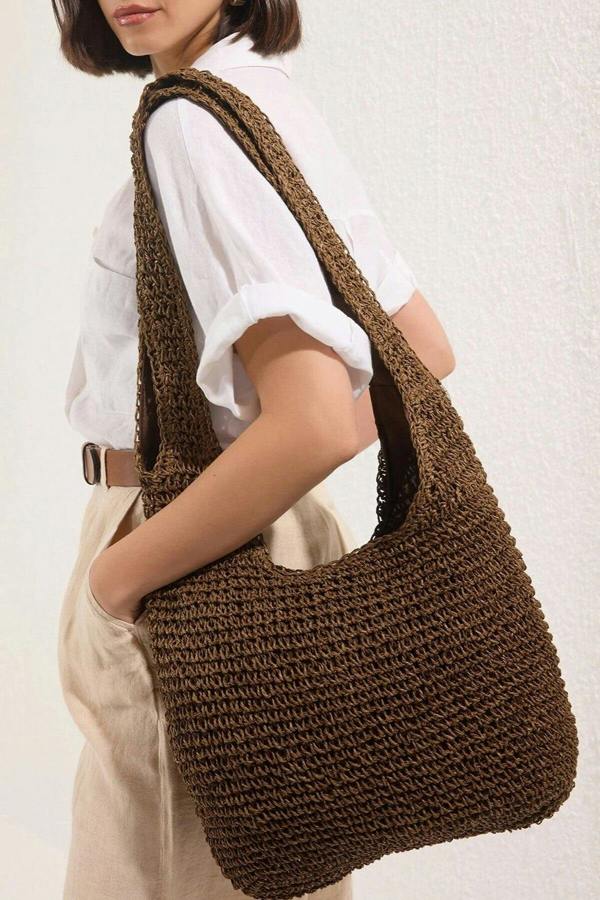 WOVCOR Woven Straw Women's Medium Size Shoulder Bag