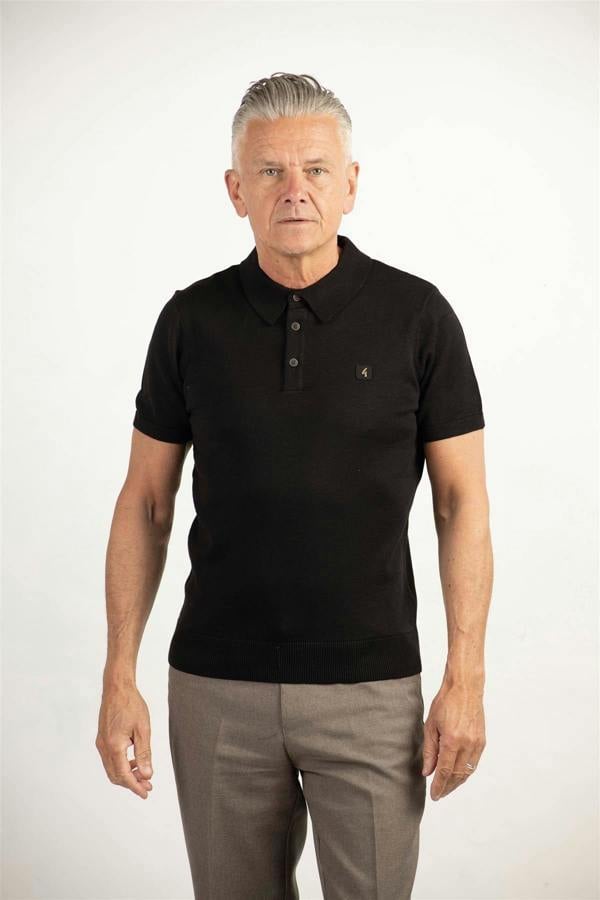 Gabicci V00GK04 Mens Jackson Knitted Polo Gabicci Vintage - BLACK