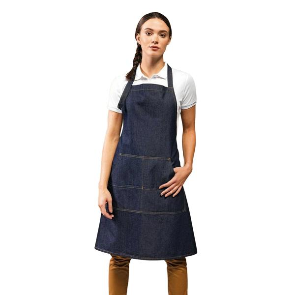 Premier Jeans Stitch Bib Apron (Pack of 2) - Indigo Denim