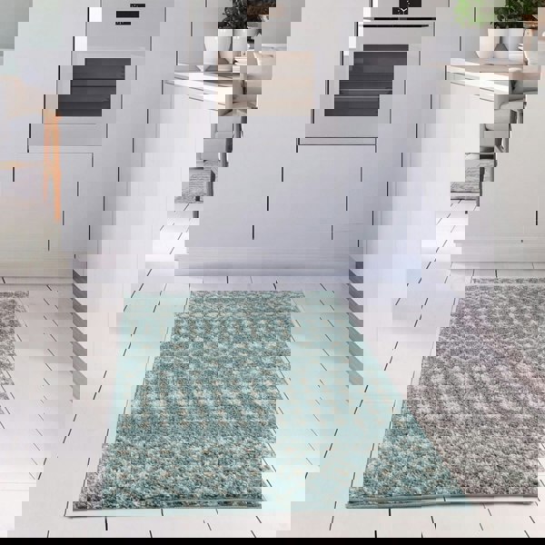 Shaggy blue rug High Quality Elegant Moroccan Pattern