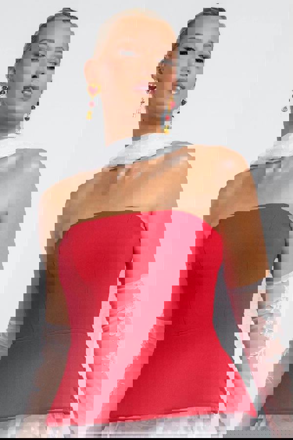 Scuba Boobtube Peplum Hem Corset T233