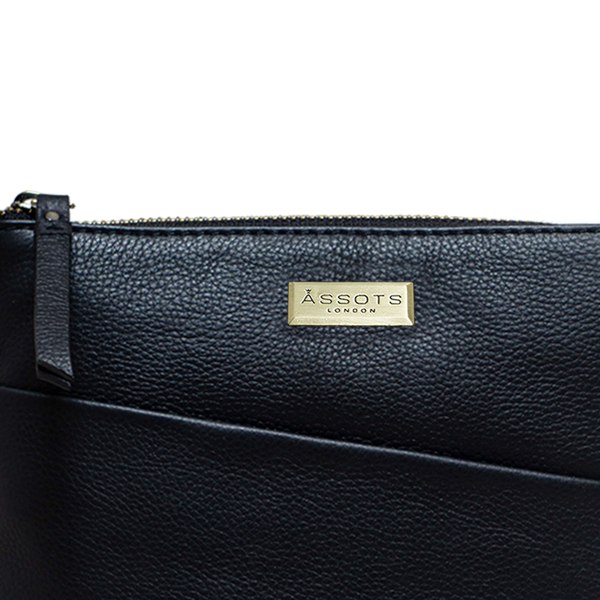 Assots London 'LINBY' Black Pebble Grain Leather Crossbody Bag