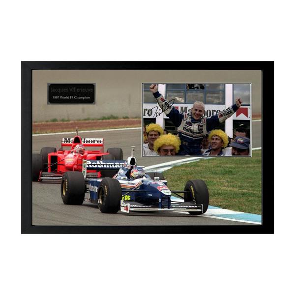 Jacques Villeneuve Signed 12x8 Image Cut Iconic Frame (ACG Cert)