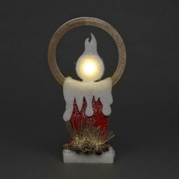 31cm LED Red Foam Christmas Candle Decoration with Glitter Detail for Tabletop Displays image 6