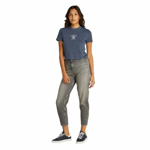 Tommy Jeans Womens/Ladies Varsity Logo Regular Crop Top - Dark Navy - 