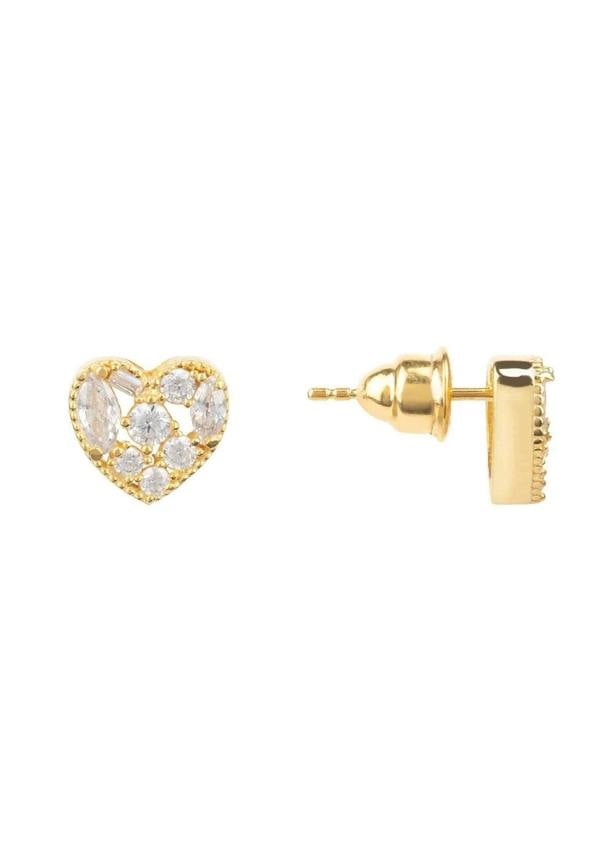 Heart Sparkling Stud Earrings Gold - LATELITA Earrings