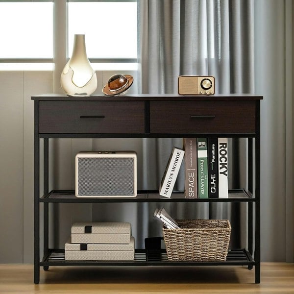 Rafaelo Mobilia Console Table With 2 Drawers & 2 Shelves