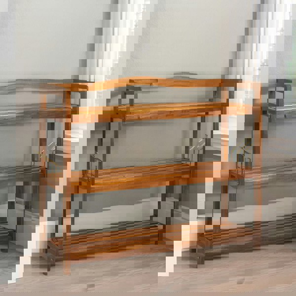 Rafaelo Mobilia 3-Tier Wooden Vertical Shoe Rack With Hanging Hooks Brown